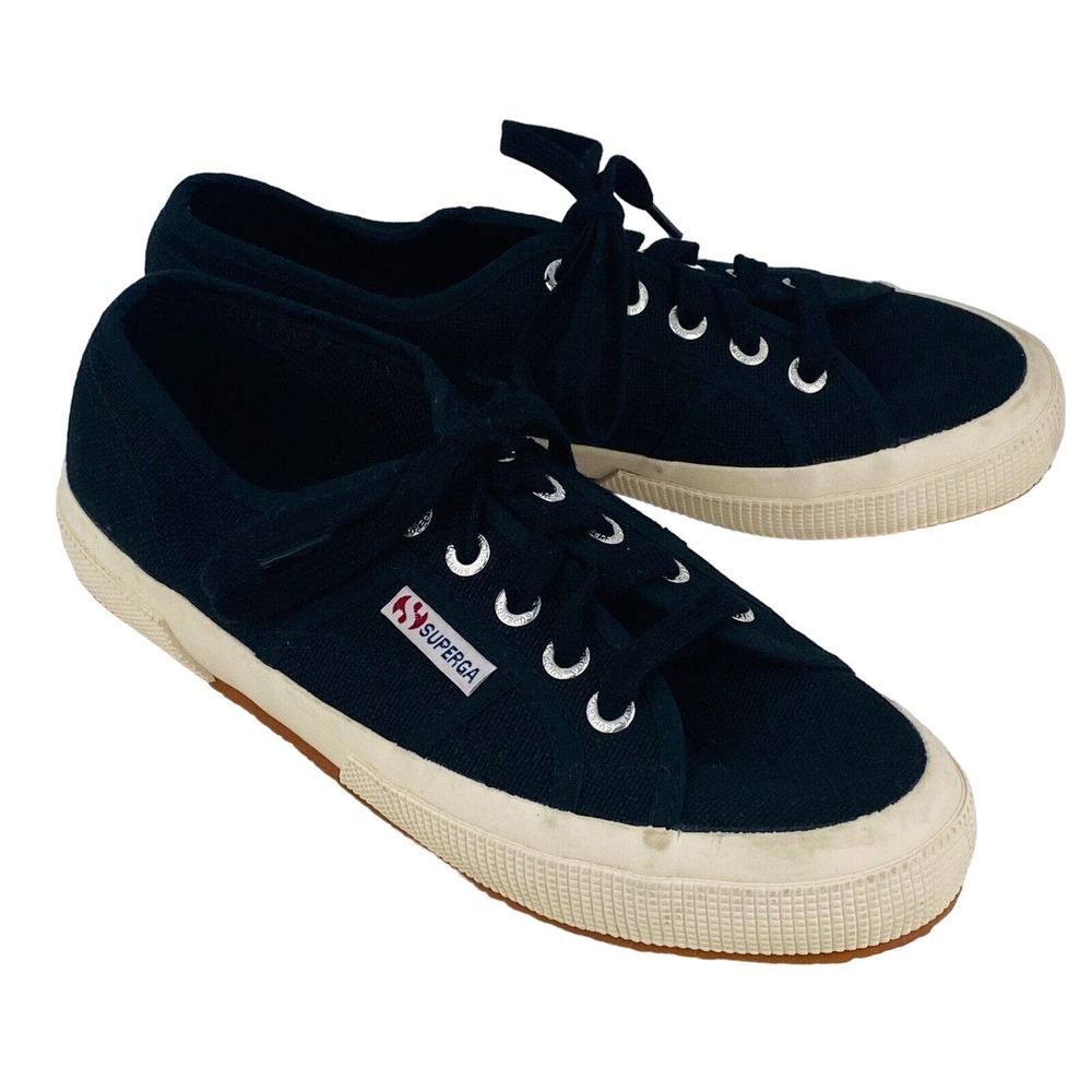 Womens US 6 EUR 36 Superga 2750 Cotu Classic Canvas Sneakers Black White Lace Up
